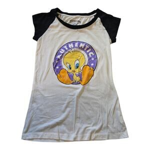 Vintage Looney Tunes Tweety Bird Pajama Shirt SZ S Authentic Warner Bros Y2K